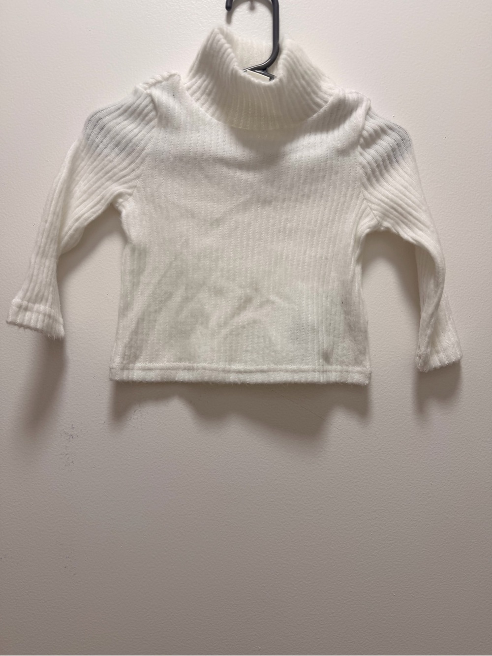 SHEIN Cream Ribbed Fold-Over Turtleneck Sweater